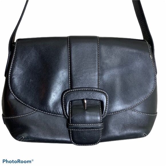 Cole Haan Black Leather Curved Shoulder Bag - Picture 9 of 15